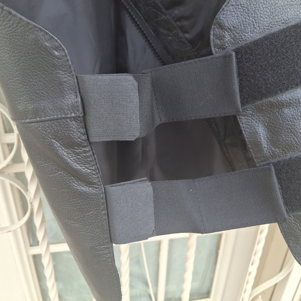 Xelement Bulletproof Style Hook & Loop Front Zipper Black Leather Vest SZ Small - Picture 13 of 16